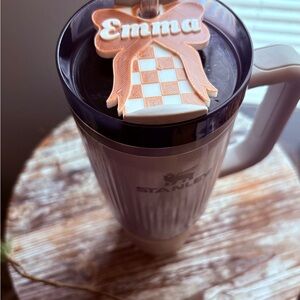 Stanley Black and White Tumbler with Checkered Bow Name Plate